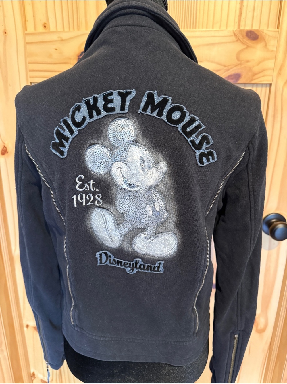 Disneyland Mickey Mouse Black Moto Jacket, size M, runs small